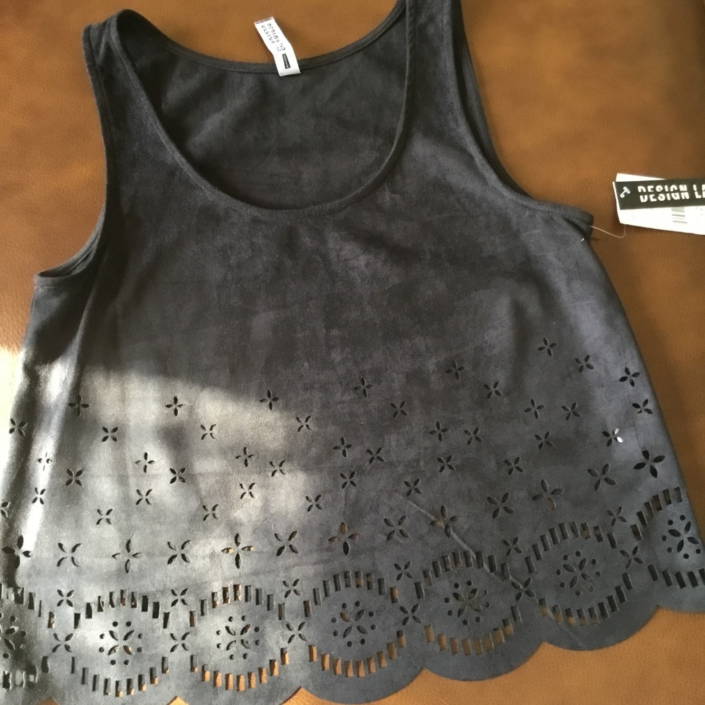 sleeveless faux suede top